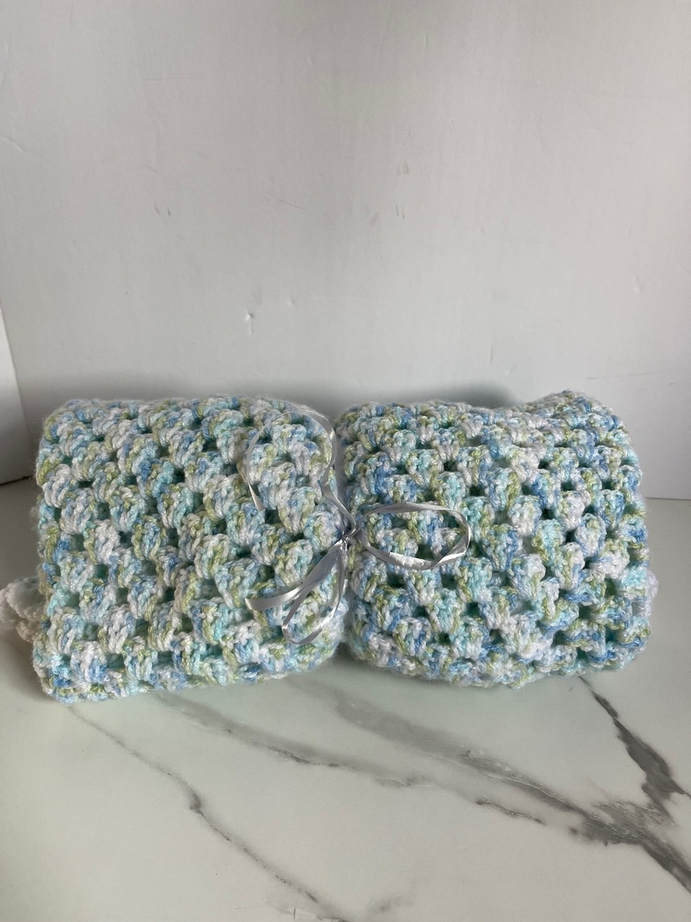 Vintage crochet baby blanket handmade 36”x36”